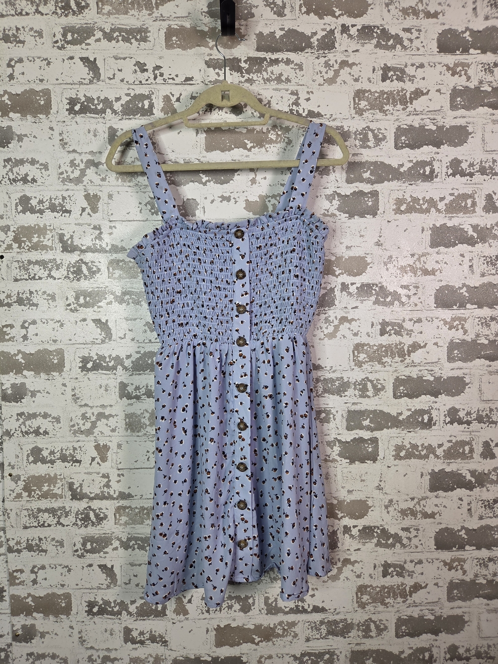 Sienna Sky Blue Ditsy Floral Smocked Mini Sundress Cottagecore Boho Tank Dress